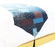 Cotton Linen Bed Runner Scarf - Boho Ethnic Style Bedding Accent Vintage Thick Double Layer Long Bed Scarf for Spa Hotel Massage Table Guestroom Bedroom Hotels homes Decor (#5,32X140cm)