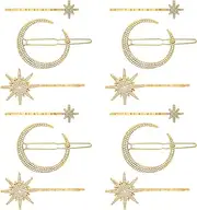 ElevateTech 12PCS Moon Star Hair Clips Vintage Rhinestone Hair Pin Gold Stars Hair pins Crystal Celestial Hair Accessories Diamond-studded Hair Accessories for Women Girls