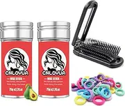 Cnloyua 2 Pcs Hair Wax Stick 75g ，Wigs Edge Control Stick，Non-greasy Styling Wax，Comes with a mirror comb and 50 rubber bands，A hairstyle design for girl