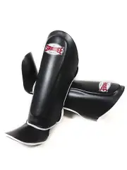 Sandee Authentic Leather Shin Instep Guard Muay Thai Pads Sparring Training Gear