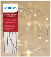 Philips 30ct Christmas Battery Oper. LED String Fairy Dewdrop Lights Warm White