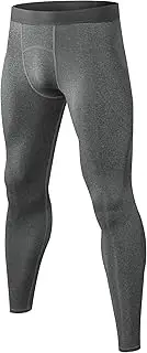 [Queerier] Men’s Compression Pants Workout Leggings Athletic Tight Pants Sports Base Layer HeatGear Bsaketball Pant, #Grey, Medium