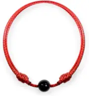 Black Tourmaline Red String Bracelet – Handmade Kabbalah Evil Eye Protection Amu