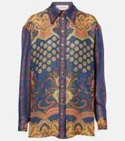 [Valentino] Valentino Voyage Imaginaire VLogo linen blouse AU 8 multicoloured