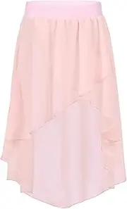 [Choomomo] Irregular Chiffon Dance Skirt for Kids Girls Ballet Pull-On High-Low Elastic Waistband Skirts
