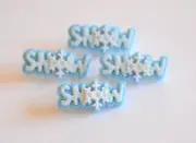 4 Snow Worded Tiles / Winter Snowflake Shank Back Craft Buttons / Buttons Galore