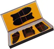VICASKY 5pcs Scraping Board Set Facial Spatula Cow Horn Scraper Pressure Cupping Scalp Tool Spa Board Massage Board