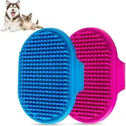 2Pcs Dog Grooming Massage Brush Pet Shampoo Bath Brushes with Adjustable Handle