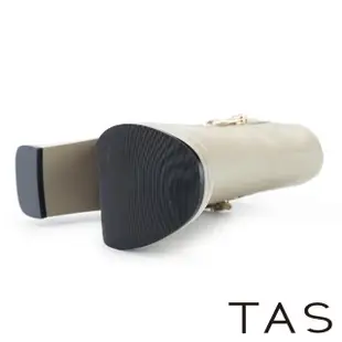 【TAS】羊皮金鍊拉鍊高跟短靴(灰色)