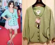 5.9K New Chanel 2012 Tweed Logo Bow Green Suit Jacket 34 36 2 4 6 Coat Top M S