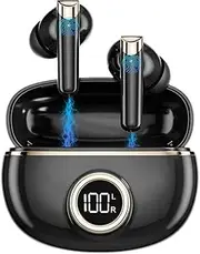Wireless Earbuds Bluetooth 5.4 LED Display Headphones with AI Noise Canceling,45H Bluetooth Earphones in Ear Hi-Fi Stereo Sound,Mini Ear Buds Touch Control for Laptop Pad Phones Sports Workout (Black)