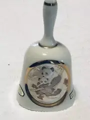 Original Chokin Art Collection White BELL-Gold silver copper PANDA BEARS Design