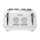 HADEN Dorset 1500-Watt 4-Slice Ivory White Wide Slot Retro Toaster with Crumb