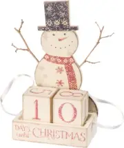 8.25" PRIMITIVES BY KATHY SNOWMAN CHRISTMAS BLOCKS COUNTDOWN ADVENT CALENDER
