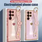 For Samsung Galaxy S24 S23 S22 Ultra S21 S20 FE A53 A52 Heart Strap Case Cover