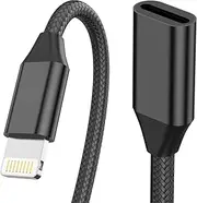for iPhone Charger Extension Cord,[Apple MFi Certified] Nylon Braided Lightning Extender Dock Cable Male to Female Adapter 3.3FT for iPhone 14 Pro 13 Pro 12 11 X XR 8 7 6 Pass Video,Data,Audio