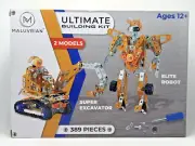 Maluvrian Ultimate Building Kit 2 Models Super Excavator & Elite Robot 389pc MIB