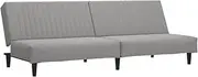 vidaXL Light Grey Velvet 2-Seater Sofa/Couch | Modern Convertible Sofa Bed | Home Living Room, Guest Room, Small Space Furniture