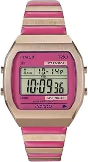 [Timex] Women's T80 36mm Watch - Rose Gold-Tone Expansion Band Pink Dial Rose Gold-Tone Case, Rose Gold-Tone, Modern