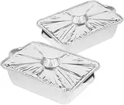 GREENADSCAPE Aluminum Baking Tray for BBQ Compact Grill Pan Rectangular Deep Baking Pan for Outdoor Activities
