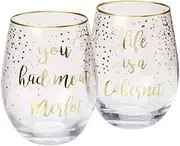 2pc Maxwell & Williams Celebrations Wine Stemless Drink Glasses Merlot Cabernet