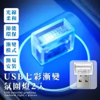 在飛比找momo購物網優惠-【質感RGB】USB七彩漸變氛圍燈2入(車內裝飾 氣氛燈 l