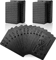 Joyoldelf Playing Cards, 2 Decks of Cards with Box, Cool Black Foil Poker Cards / Waterproof Playing Cards - Classic Magic Tricks Tool for Party and Game
