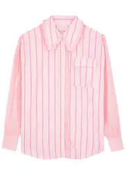 Damson Madder Kendall Striped Cotton Shirt - Pink - 10 (UK10 / S) 10 (UK10 / S)