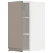 METOD wall cabinet with shelves, white/Upplöv matt dark beige, 30x37x60 cm