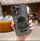 Shiny Electroplated Astronaut iPhone 13 And 14 Pro Max Case With Stand (black)