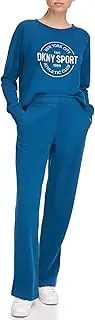 [DKNY] Women's Metallic Bubble Logo Wide Leg with Pockets Track Pants