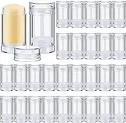 Teenyyou 30 Pcs Empty Deodorant Containers Twist up Filling Stick Plastic Deodorant Container Refillable Bottles Bottomfill Round Lip Balm Tubes for Homemade DIY Lipstick Crayon(50 ml,Clear)
