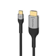 Promate MEDIACORD-8K 8K 60Hz - 48Gbps USB-C to HDMI Cable - 1.8m - Silver/Black Plug & Play - PVC [MEDIACORD-8K]