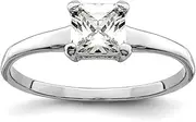 [JewelryWeb] 925 Sterling Silver Solid Polished Solitaire Princess CZ Simulated Diamond Ring Band Style-Ring for Women
