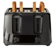 4-Slice Toaster Black with 6 Shade Settings and Removable Crumb Tray