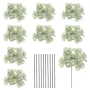 10 Sets Artificial Hydrangea Flower Heads with Stems for Bouquet,Dark Green