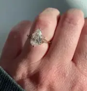 Real 2.65 Ct Pear Cut Natural Diamond Proposal Ring 14K solid Yellow gold