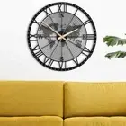 Unique Roman Numeral Metal Wall Clock with World Map, Thanksgiving Gift, Home an