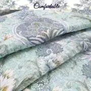 NEW! ~ COZY CHIC SOFT BLUE GREEN AQUA WHITE COTTON TROPICAL BEACH LEAF QUILT SET
