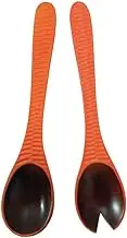 Enrico Mango Wood Honeycomb Salad Servers, Tangerine