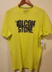 Volcom Mens Large T-Shirt Short Sleeve Shattered Modern Fit Large Lemon.