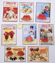 8-Vintage-Jello Ads-Dessert-Ephemera-Junk Journal-Linen Cardstock-Cards