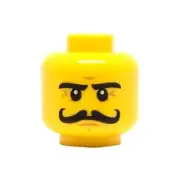 LEGO - Minifig, Head Moustache Curly Long, Stern Eyebrows, White Pupils