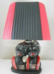 PLASTIC RIBBON BLACK & RED MEDIUM "OVAL" LAMPSHADE for BARSONY LADY LAMP