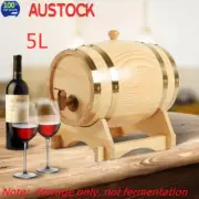5L Oak Timber Wine Barrel Beer Whiskey Rum Brewing Port Keg Home Bar AU