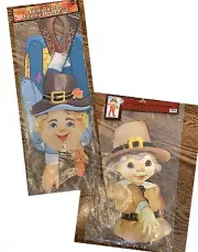 Giant Die Cut Jointed Posable Pilgrim Boys Thanksgiving Hobo Wall Decor (2)