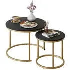 Nesting Coffee Table, Round Coffee Table Set of 2, Nesting 23.6 in Black