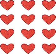 40 Pcs Cute Fabric Mini Heart Patches, Iron-On Love Heart Embroidered Patch, Sew On Patch DIY Clothing Craft Decoration Accessories, Repair Decorations (Red)