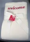 Lambswool Blanket Full QUEEN embroidered Welcome guest bedroom Crate & Barrel