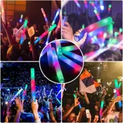 1-32pcs 48cm LED RGB Foam Sticks Flashing Light Rave Party Glow In Dark Cheer